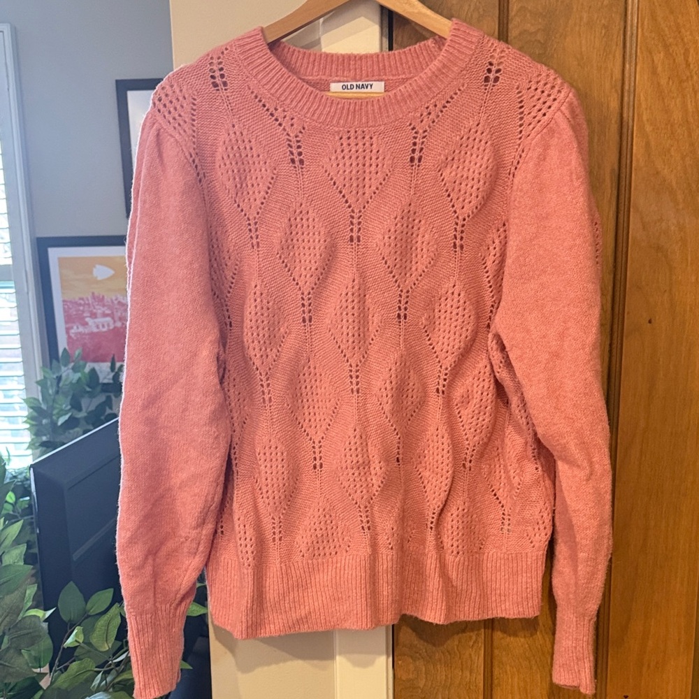 Old Navy Textured Knit Pink Sweater